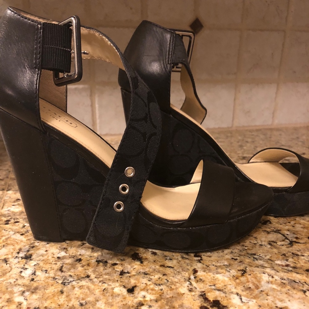 Black wedge coach shoes